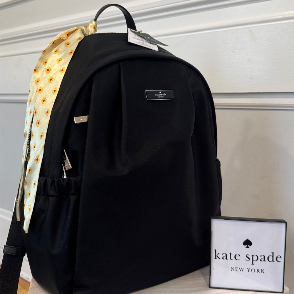 Kate Spade Carter Large Nylon Black Backpack NWT